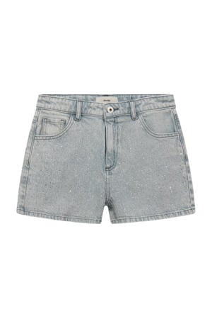 denim regular high waist short grijs