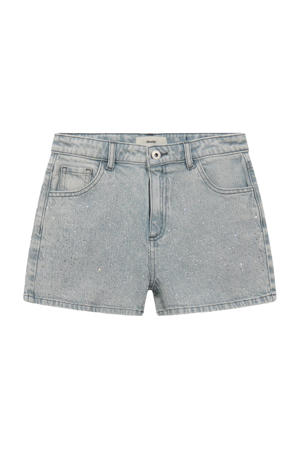denim regular high waist short grijs