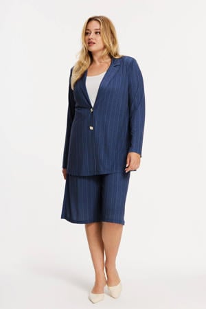regular blazer met krijtstreep donkerblauw
