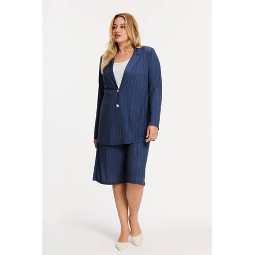 YOEK regular blazer met krijtstreep donkerblauw afbeelding