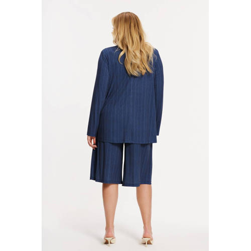 YOEK wide leg high waist bermuda short met krijtstreep blauw afbeelding