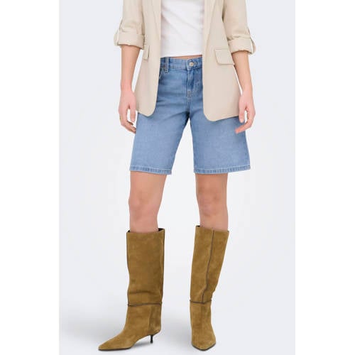ONLY wide leg low waist denim short light blue denim afbeelding