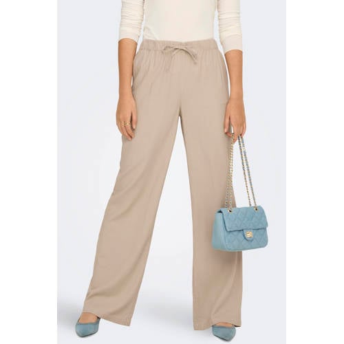 ONLY regular waist casual broek beige afbeelding