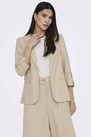 gestreepte regular blazer zand