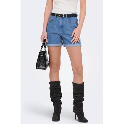 ONLY regular high waist denim short medium blue denim afbeelding