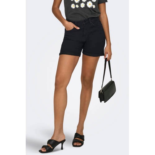 ONLY regular high waist denim short zwart afbeelding