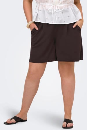 regular high waist casual short donkerbruin