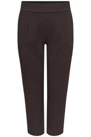 thumbnail: Donkerblauwe dames ONLY CARMAKOMA regular waist casual broek van polyester met elastische tailleband en effen