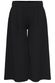 thumbnail: Zwarte dames ONLY CARMAKOMA wide leg regular waist casual broek met elastische inzet en effen