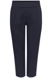 thumbnail: Donkerblauwe dames ONLY CARMAKOMA regular waist casual broek van polyester met elastische tailleband en effen