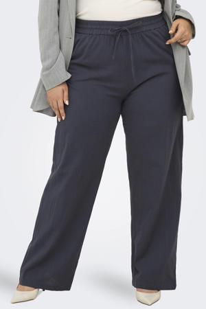 wide leg high waist casual broek met linnen