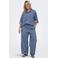 ONLY CARMAKOMA regular waist casual broek met krijtstreep blauw