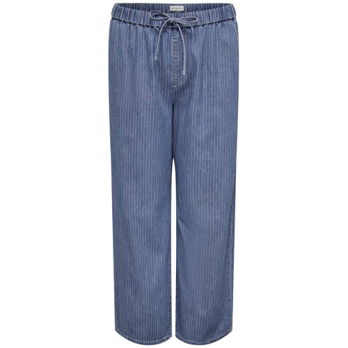 ONLY CARMAKOMA regular waist casual broek met krijtstreep blauw afbeelding