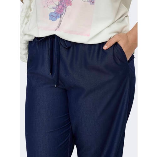 ONLY CARMAKOMA wide leg high waist casual broek dark blue denim afbeelding