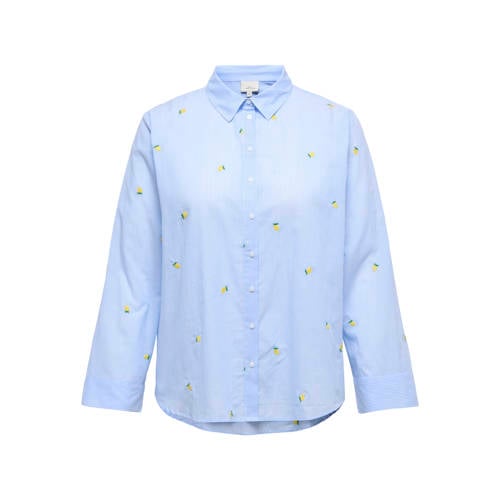 ONLY CARMAKOMA blouse met krijtstreep blauw afbeelding