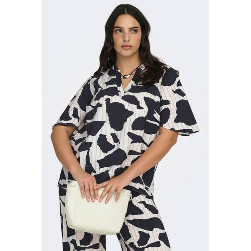 ONLY CARMAKOMA gestreepte blousetop donkerblauw afbeelding
