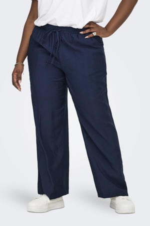 high waist casual broek donkerblauw