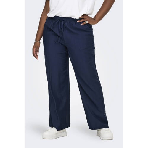 ONLY CARMAKOMA high waist casual broek donkerblauw afbeelding