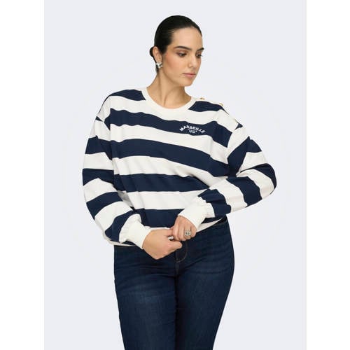ONLY CARMAKOMA gestreepte sweater ecru afbeelding