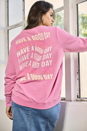 sweater met backprint roze