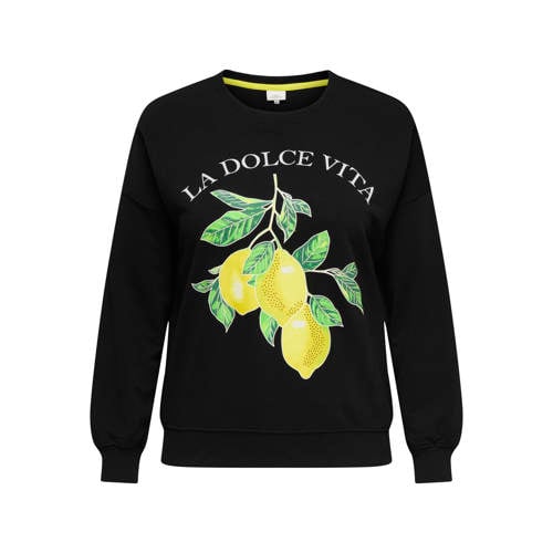 ONLY CARMAKOMA sweater met backprint zwart afbeelding