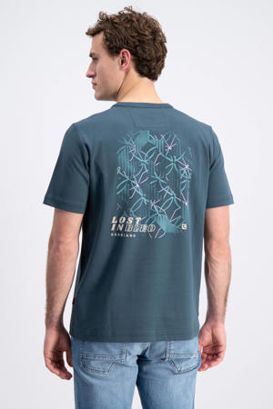 regular T-shirt met backprint petrol