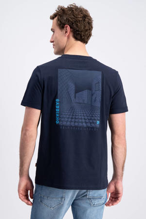 regular T-shirt met backprint donkerblauw