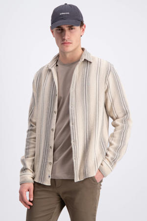 regular gestreept casual overhemd ecru