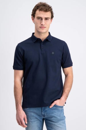 regular polo donkerblauw gebreid