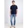 GABBIANO regular polo donkerblauw gebreid