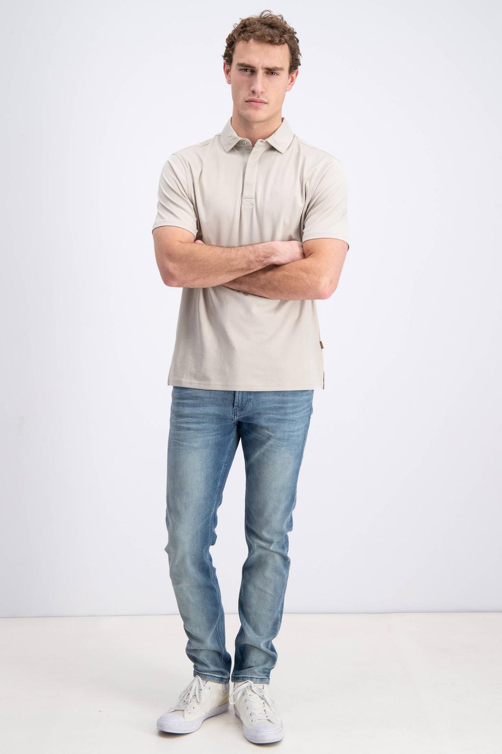 Ecru heren GABBIANO jersey regular polo met effen en korte mouwen