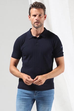 regular polo gebreid donkerblauw