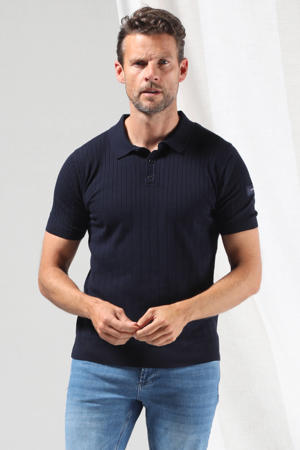 regular polo gebreid donkerblauw