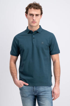 regular polo petrol gebreid