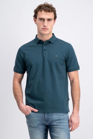 regular polo petrol gebreid