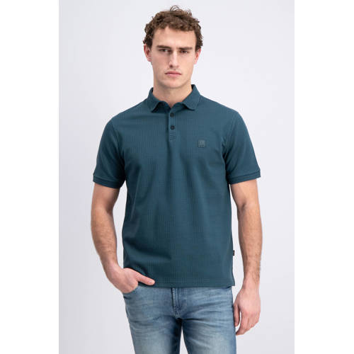 GABBIANO regular polo petrol gebreid afbeelding