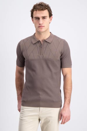 regular polo bruin gebreid
