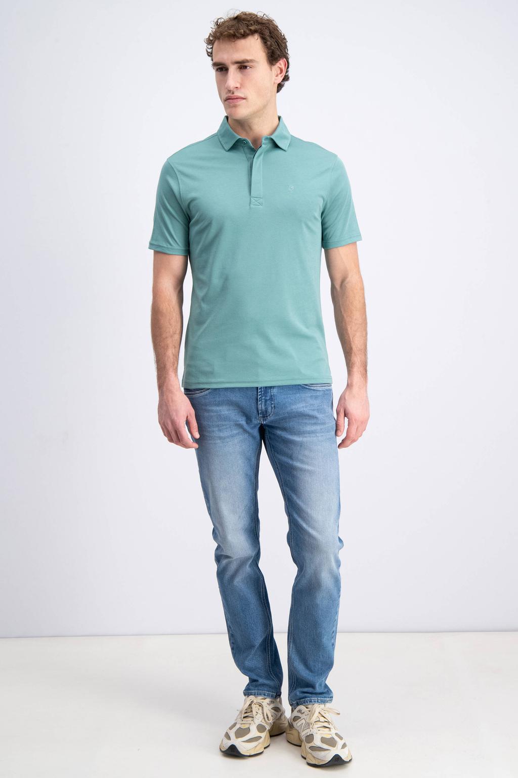 Turquoise heren GABBIANO jersey regular polo met effen en korte mouwen