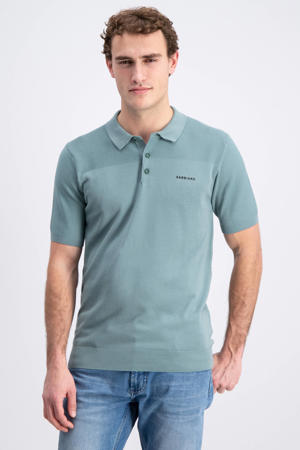 regular polo blauw gebreid