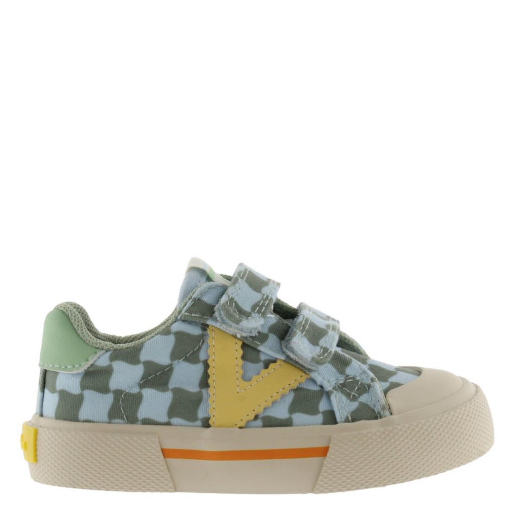 Blauw en multikleurige jongens Victoria sneakers van 80% katoen/20% polyurethaan met klittenband