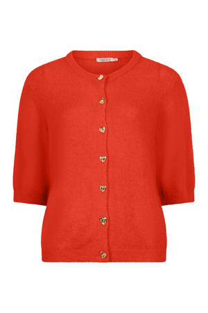 gebreid vest met hartjes rood