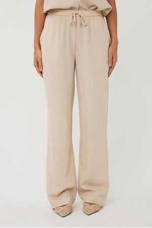 wide leg regular waist broek beige