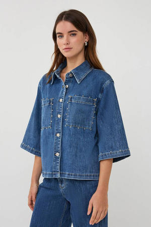 denim blouse dark blue denim