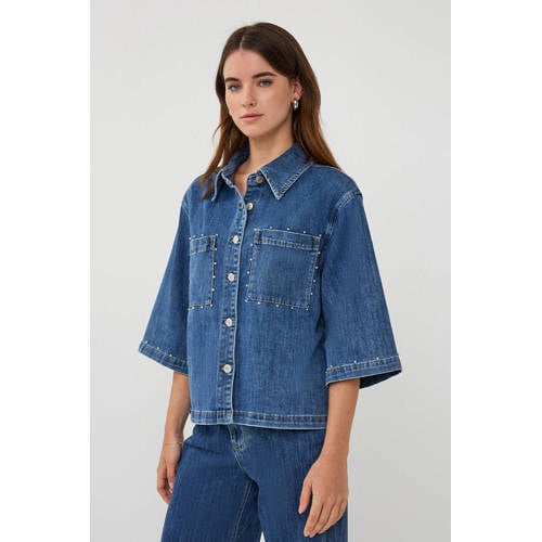 Esqualo denim blouse dark blue denim afbeelding