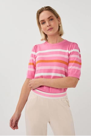 gestreepte top roze