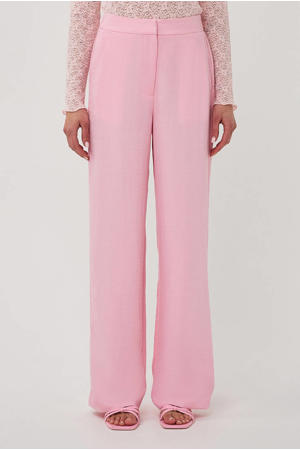 wide leg regular waist broek roze