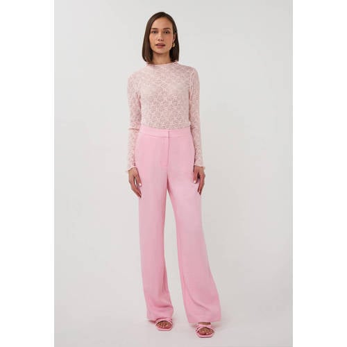 Esqualo wide leg regular waist broek roze afbeelding