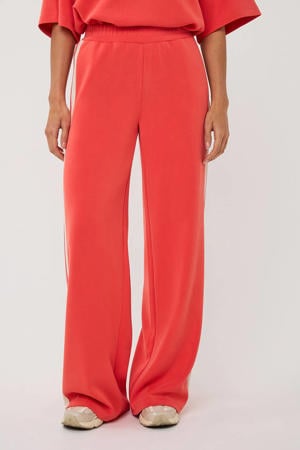 wide leg regular waist broek rood