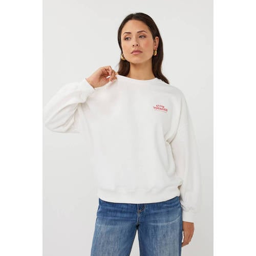 Esqualo sweater met backprint ecru afbeelding