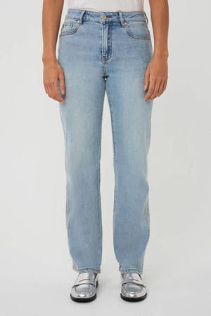 Trousers jeans embroidery straight leg jeans broderie medium blue denim